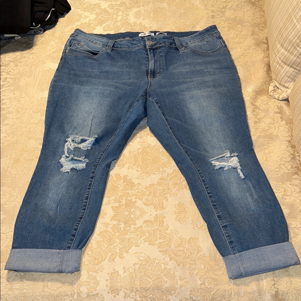WBB YMI Stylish Blue Distressed Jeans Size 22